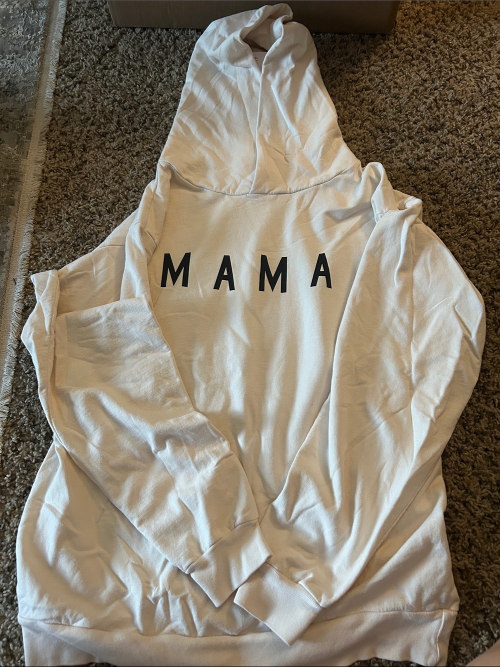 MAMA White Hoodie with Black Lettering